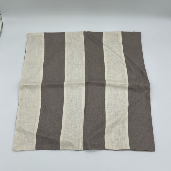 Pottery Barn Taupe And Cream Awning Stripe Linen 20x20 Pillow Cover NWOT - Picture 1 of 7